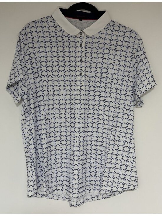 Greyson Tops - Greyson Women’s Blue And White Print Polo Shirt Size XL NWOT